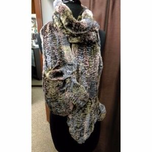 SALE Rex Rabbit Fur Scarf w/ Gloves on Ends